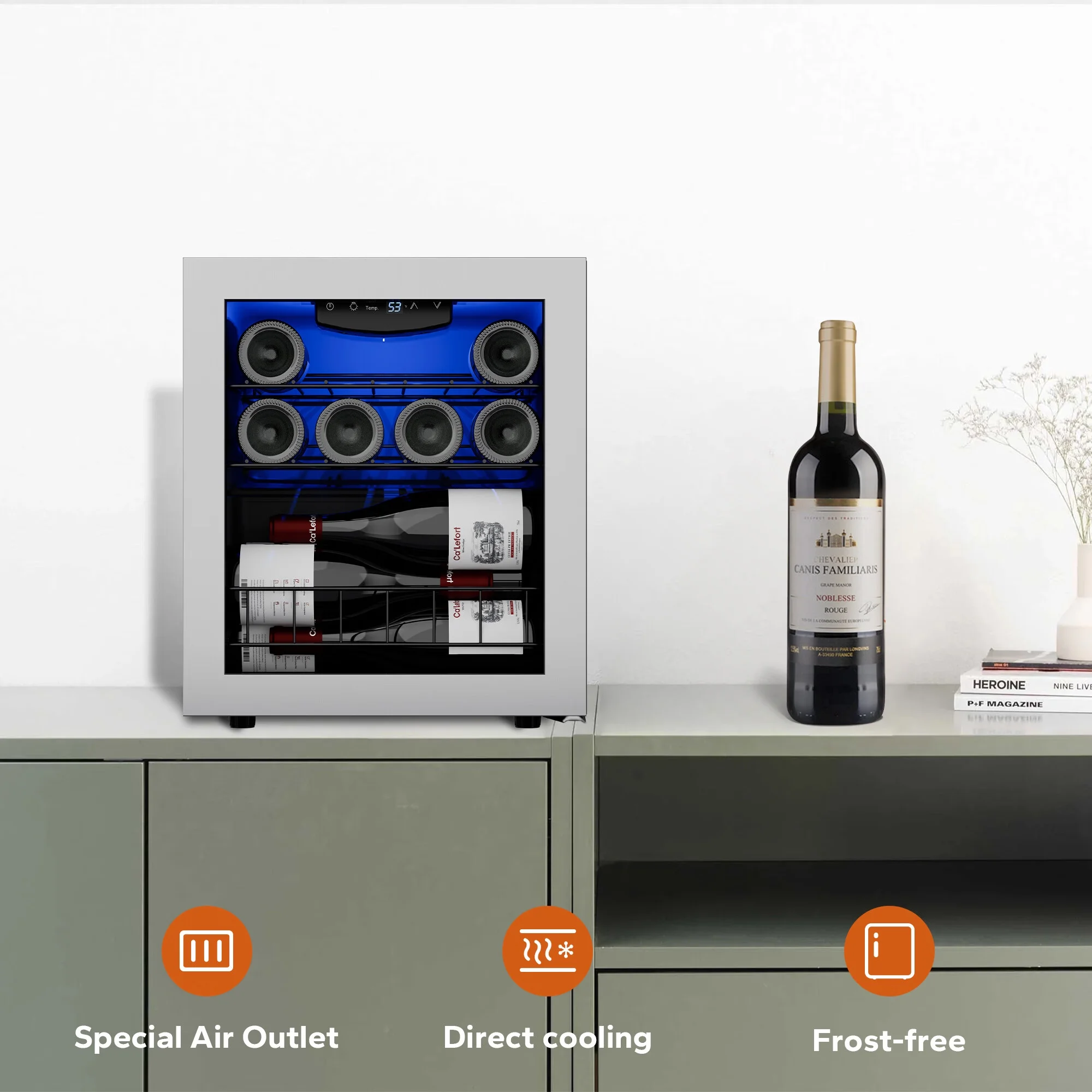 Ca'Lefort Wine Refrigerator Cooler，12 Bottle Mini Wine Fridge Freestanding Wine Cellar with Glass Door