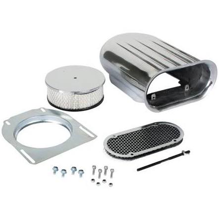 Gasser Finned Aluminum Single Quad Carb Air Scoop, Black