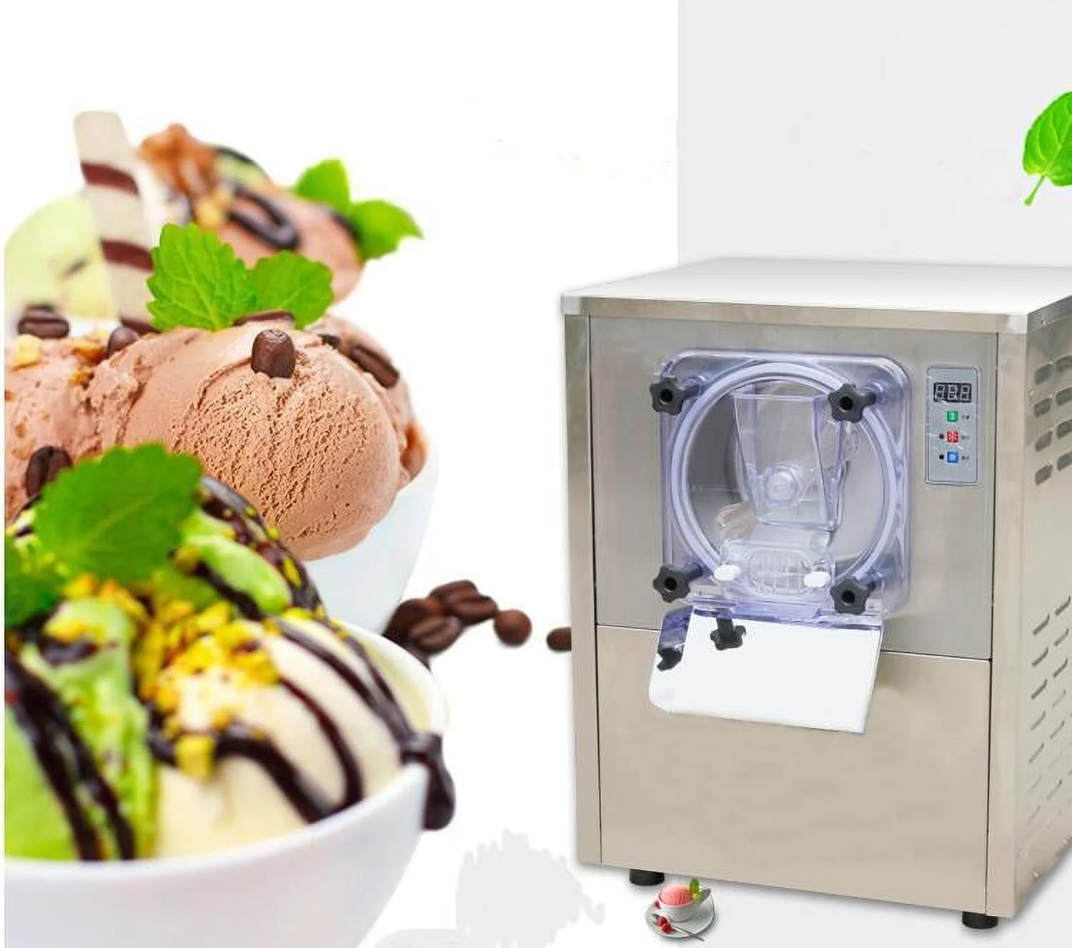 EQCOTWEA Frozen Hard Ice Cream Machine Commercial Desktop LCD Ice Cream Maker