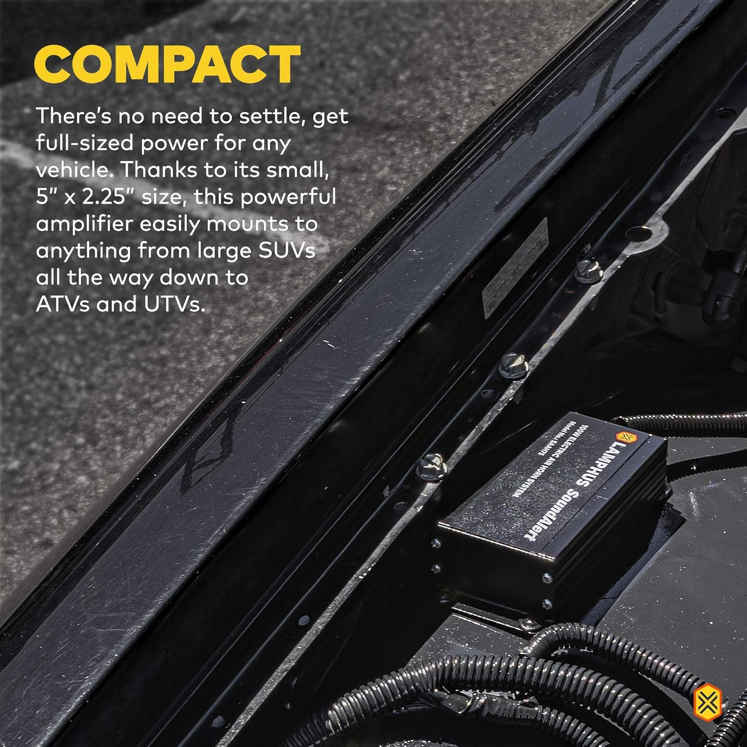 LAMPHUS SoundAlert 12V 100W Electric Police Air Horn Kit [Slim Speaker] [118-124dB] [Hands-Free] Train Truck Police Siren Horn for Vehicles Truck UTV ATV Car POV