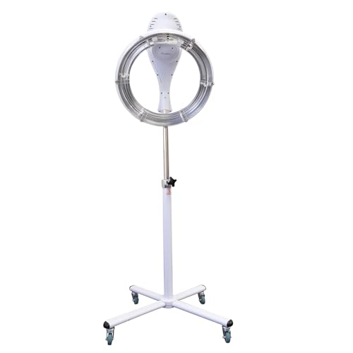Compact Infrared Hair Color Processor & Dryer with Rolling Base - Portable Standing Hair Dryer - Heavy Duty Salon Equipment - Easy to Use Hair Processor (White)