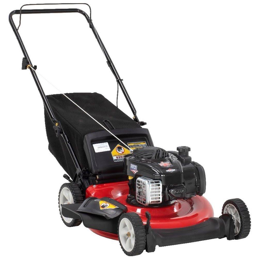 Yard Machines 21x22 3-in-1 GAS Push Mower with Rear Bag, Mulching, Side-Discharge Capabilities 140cc