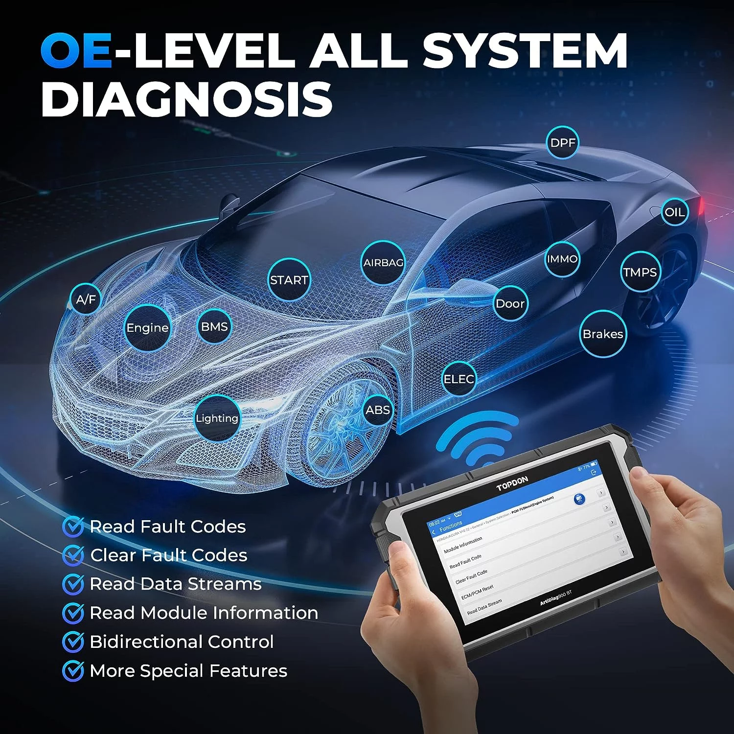 TOPDON AD900BT OBD2 Scanner Bidirectional  Car Diagnostic Scan Tool All System Diagnoses with ECU Coding, 28+ Services, 2 Years Free Update