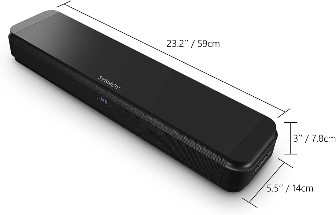 SYNAGY 2.1ch Sound Bar with Built-in Subwoofer, Bluetooth Home Theater Audio Soundbars for TV, Compact Soundbar with HDMI ARC/Optical/Aux-in/Line-in/USB Connectivity, 3 EQ Presets, Adjustable Bass