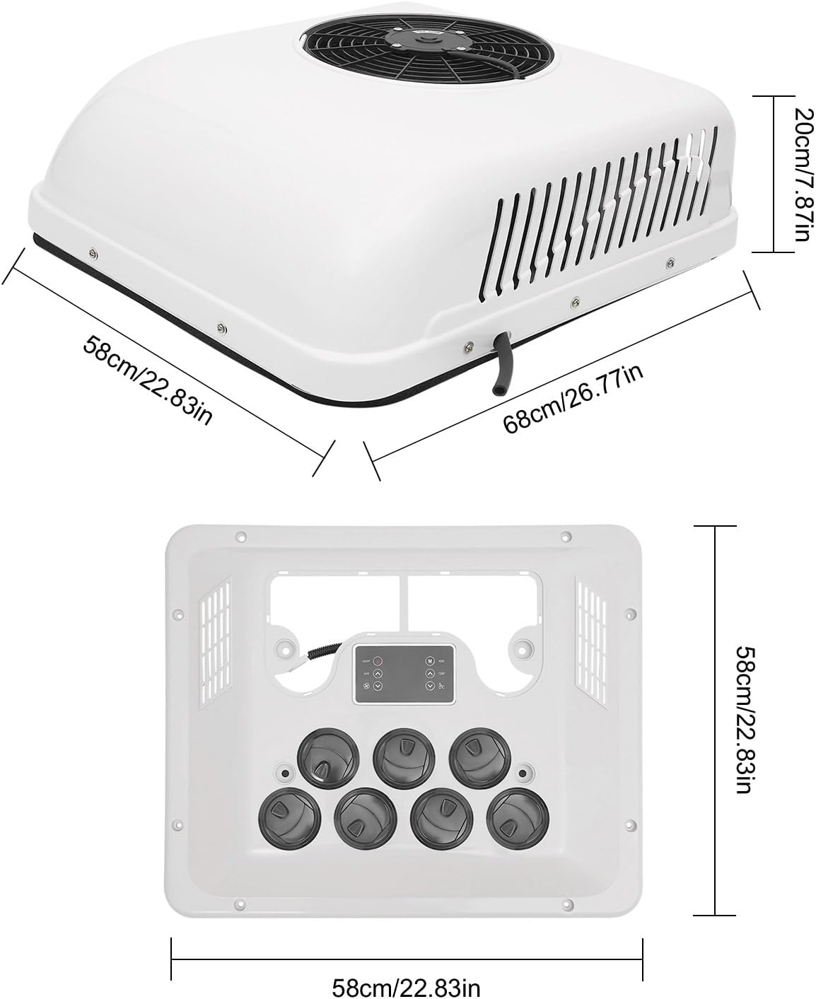 RV Air Conditioner, 12V 750W Electric Parking Rooftop Air Conditioner Heat and Cool A/C Unit for RV Motorhome Trucks Trailer, 6000BTU