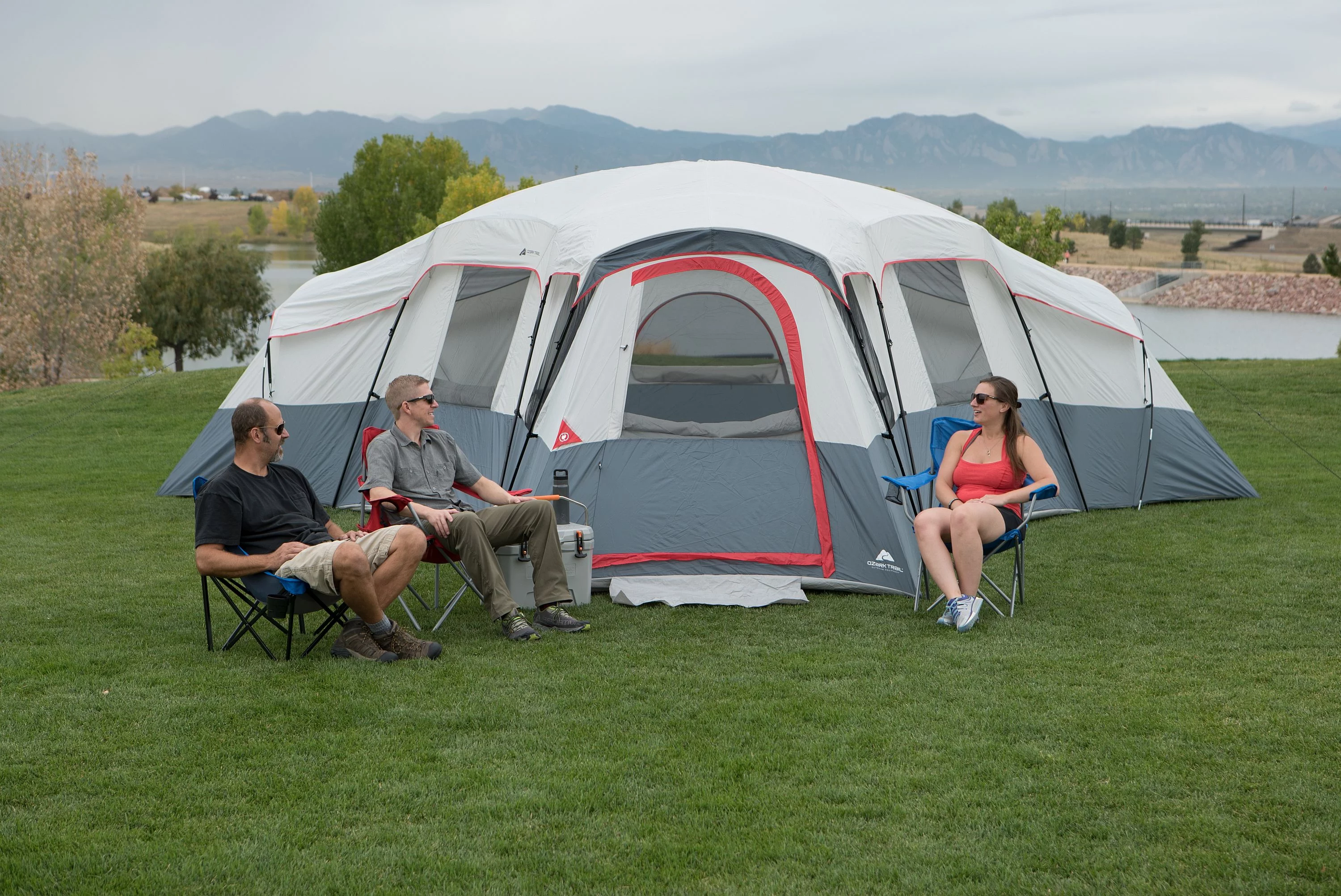 Ozark Trail 20-Person 4-Room Cabin Tent with 3 Separate Entrances for Camping