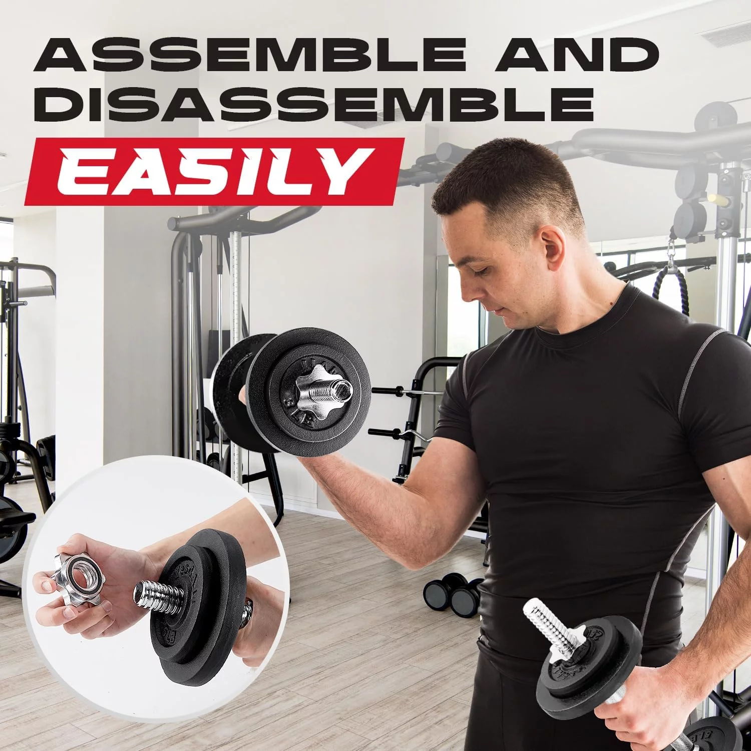 Yes4All 50 lbs Adjustable Dumbbell Weight Set For Home Gym, Cast Iron Dumbbell, Pair