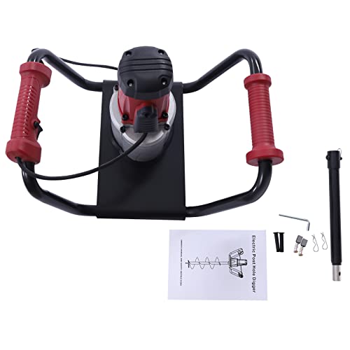 Post Hole Digger, 1500W Electric Post Hole Auger Earth Auger Digging Drill Digging Machine with 4" Digging Auger Bit and Extension Bar Set for Planting, Trenching in Garden