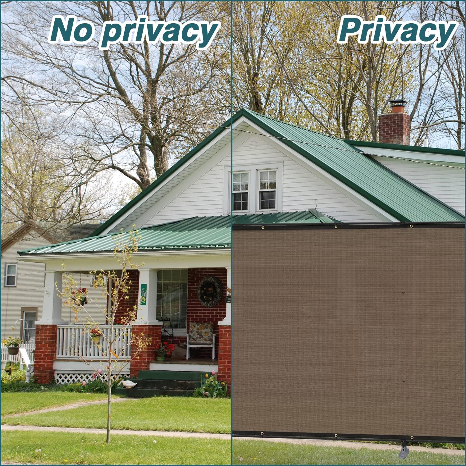 6'Hx24'L Privacy Fence Set with Poles and Rails Ground Spikes Fence Kit for Yard Patio Garden Pool (Brown)
