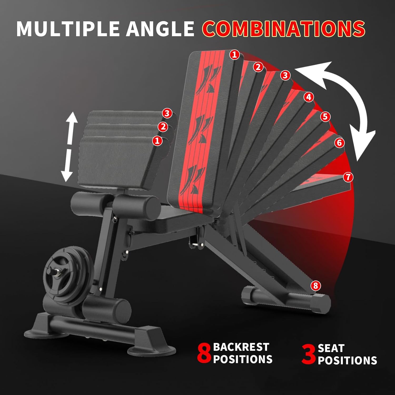 K KINGKANG Adjustable Weight Bench, Workout Bench Press for Home Gym, Exercise Sit Up Bench for Full Body Workout, Quick Foldable Strength Training Bench for Home Gym Weight 660 Lbs Incline Decline Flat 2024-New Version