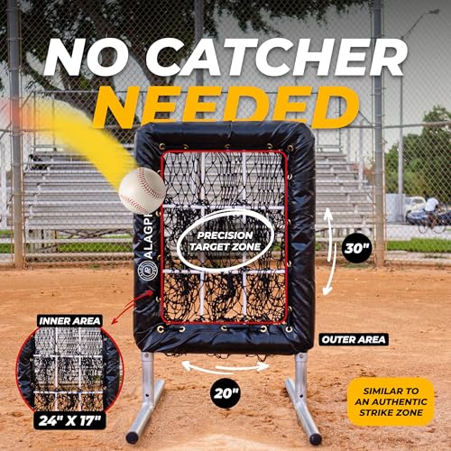 ALAGPRO® The Original 9 Hole Pitching Net with Strike Zone Pocket | Pitching Target for Baseball & Softball Pitchers