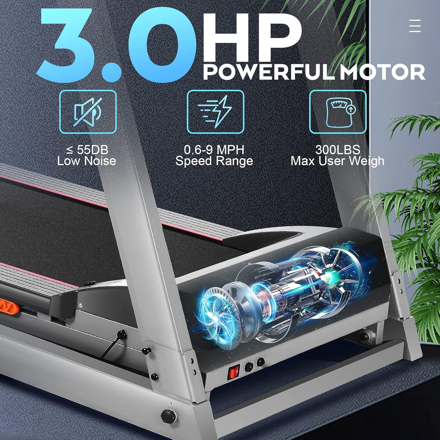 ANCHEER Treadmill, 3.0 HP Treadmill with Incline for Home, 300LBS Capacity Electric Treadmill with APP Control, Preset Program, Armrest Button Heart Rate, Running Machine for Home/Gym Workout
