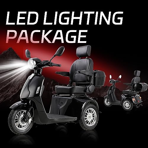 Folding Mobility Electric Trike 60V 800W,Mobility Scooters for Adults,3 Wheel Lightweight Portable Power Travel Scooters,36 Miles Long Range Electric Powered Wheelchair Device (Black)