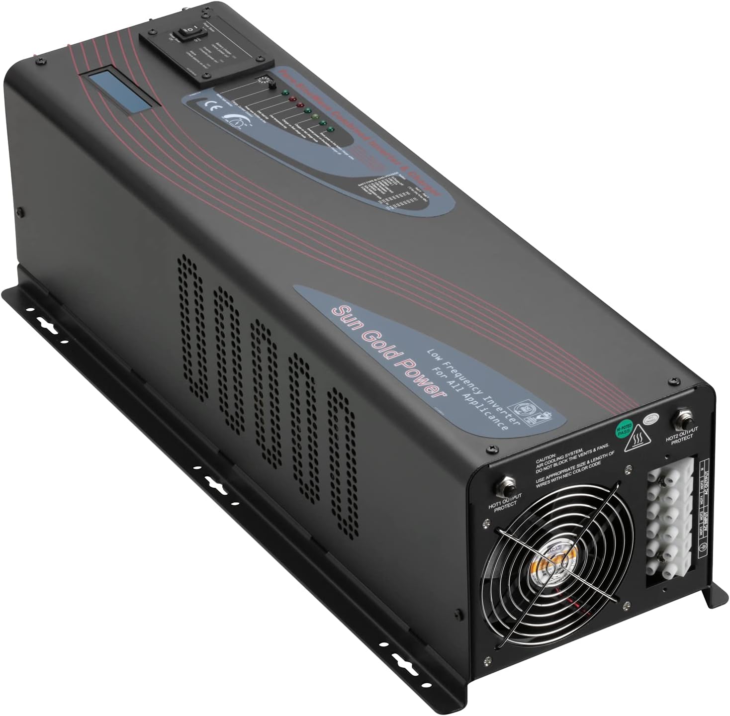 SUNGOLDPOWER 4000W 24Vdc Pure Sine Wave Inverter Low Frequency 240Vac Input to 120Vac/240Vac Output Split 50/60 Hz with Battery Charger Off-Grid 12000W Peak