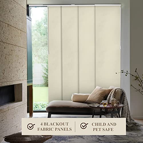 CHICOLOGY Blackout Room Darkening Fabric, Sliding Door Blinds , Room Divider ,Vertical Blinds for Patio Doors , Sliding Glass Door Blinds, , W:46-86 x H: Up to-96 inches, Mountain Snow (Thermal)