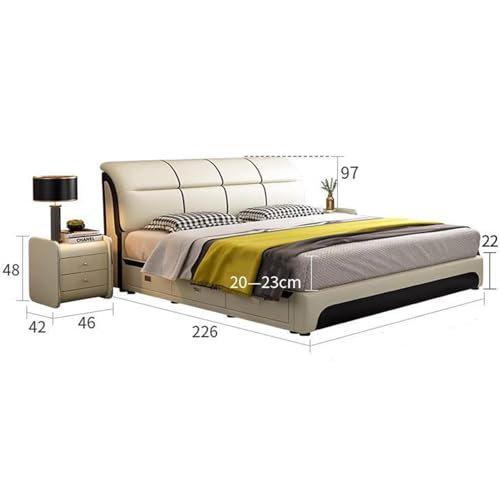 Modern Simple Leather Bed Light Luxury Double Bed Master Bedroom New Wedding Bed High-Grade Leather Bed