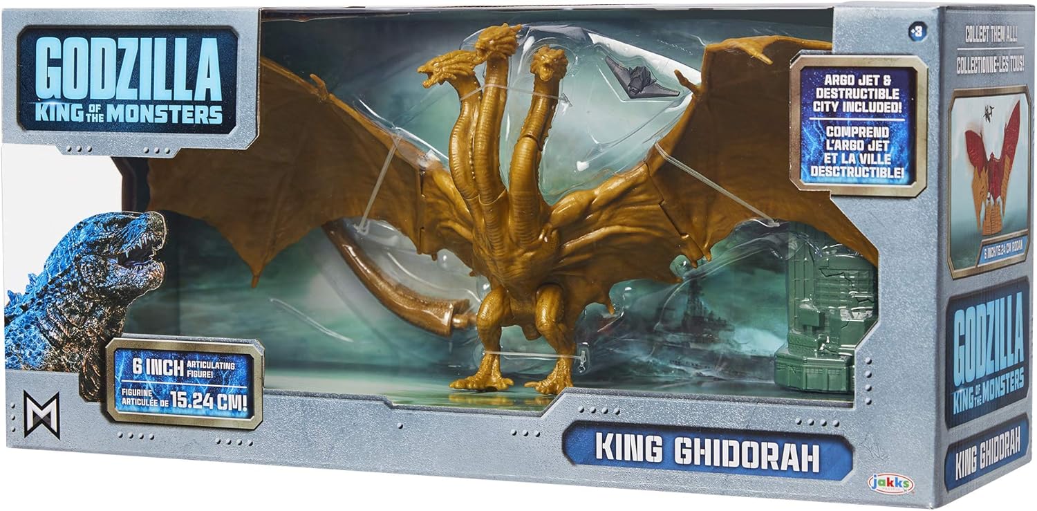 Godzilla King of The Monsters: 6" King Ghidorah Articulated Action Figure with Argo Jet & Destructible City