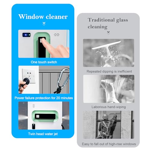 Window Cleaning Robot with Ultra-Thin 5600PA Auto Dual Two-Way Water Jet Model Glass Cleaning Automatic Smart Robot Cleaner Window Vacuum Cleaner Tiles/Class Door Indoor
