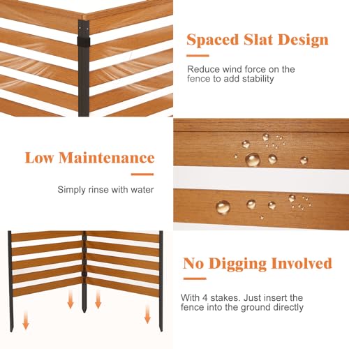 Outdoor Privacy Screen with Heavy Duty Stakes, Weather Resistance Poly Lumber Air Conditioner Fence, 51''H x 39''W No Dig Kit Pool Equipment Enclosure, Trash Enclosure, Black, 2-Panels