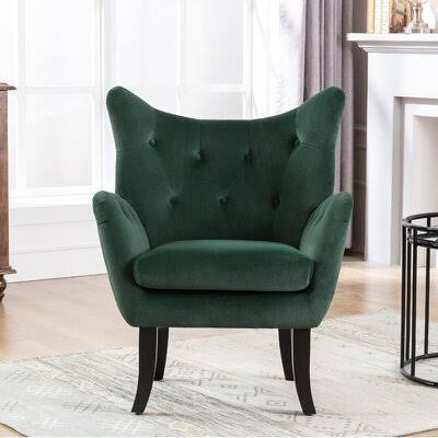 Velvet Wingback Accent Chair Rosdorf Park Fabric: Green Velvet