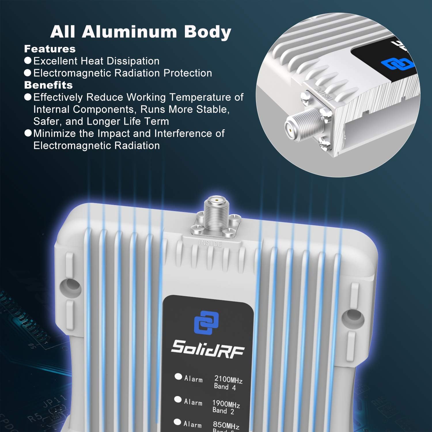 SolidRF Cell Phone Signal Booster for Home, Convenience Store, Apartment, Workshop | Up to 3,000 sq ft Compatible for All U.S. Carriers