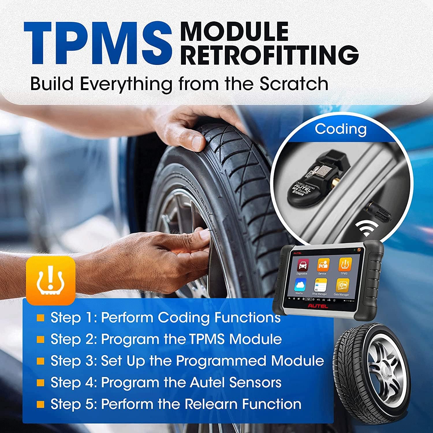 Autel MaxiPRO MP808TS, Autel Scanner with Full TPMS Service Function Updated of MP808/DS808/MP808K Diagnostic Tool , 30+ Special Functions Bi-directional Control and Wireless BT