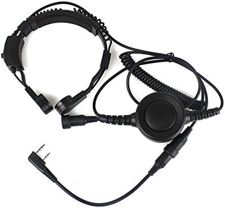 Tactical Throat Mic Earpiece Headset with Finger Ptt Compatible with Baofeng Radio BF-F8HP BF-F9 UV-82 UV-82HP UV-82C UV-5R UV-5R+ UV-5RA UV-5RB UV-5RC UV-5RD UV-5RE Kenwood Wouxun Two-Way Radio Pack of 2