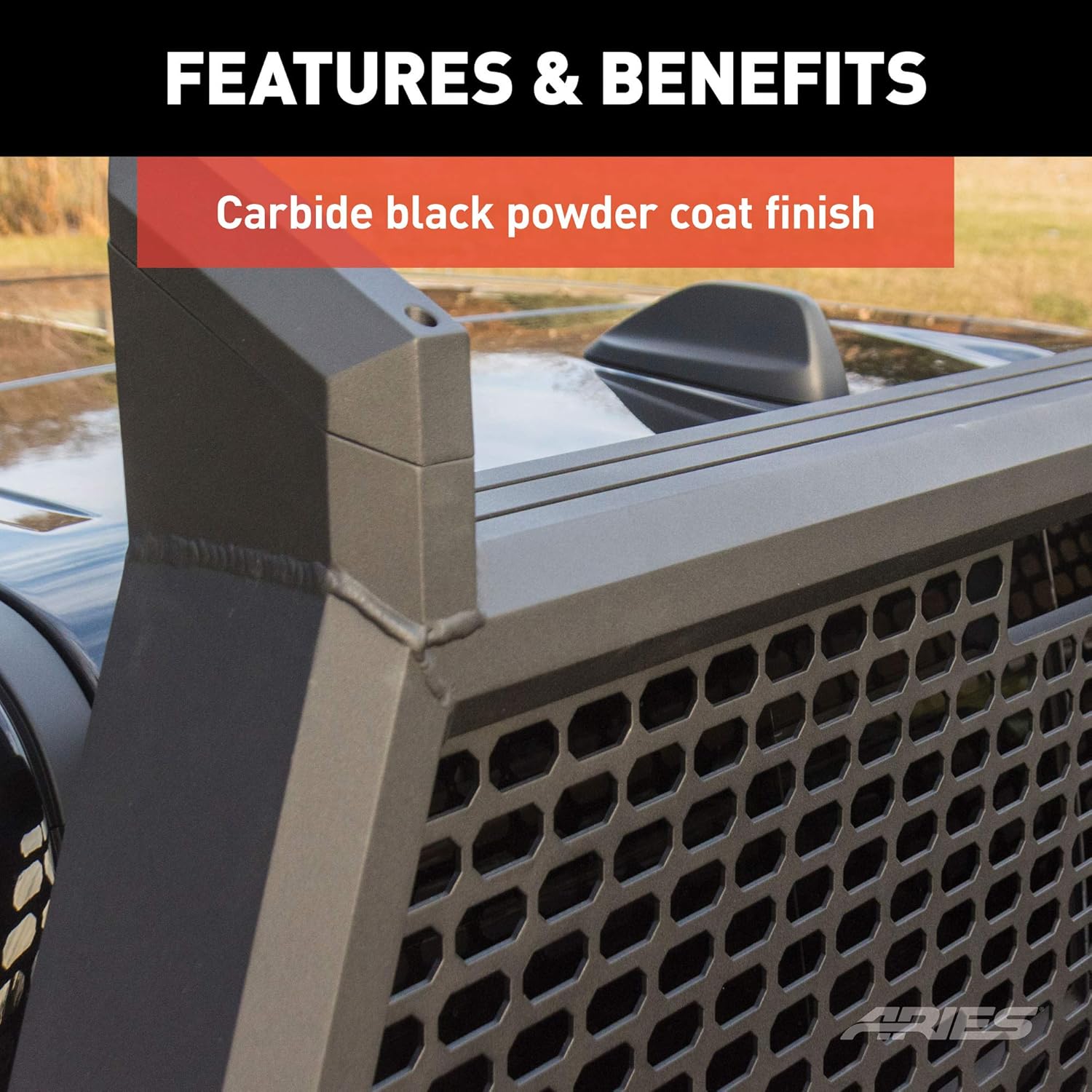 ARIES 1110102 AdvantEDGE Black Aluminum Truck Headache Rack Cab Protector, Select Ford F-150