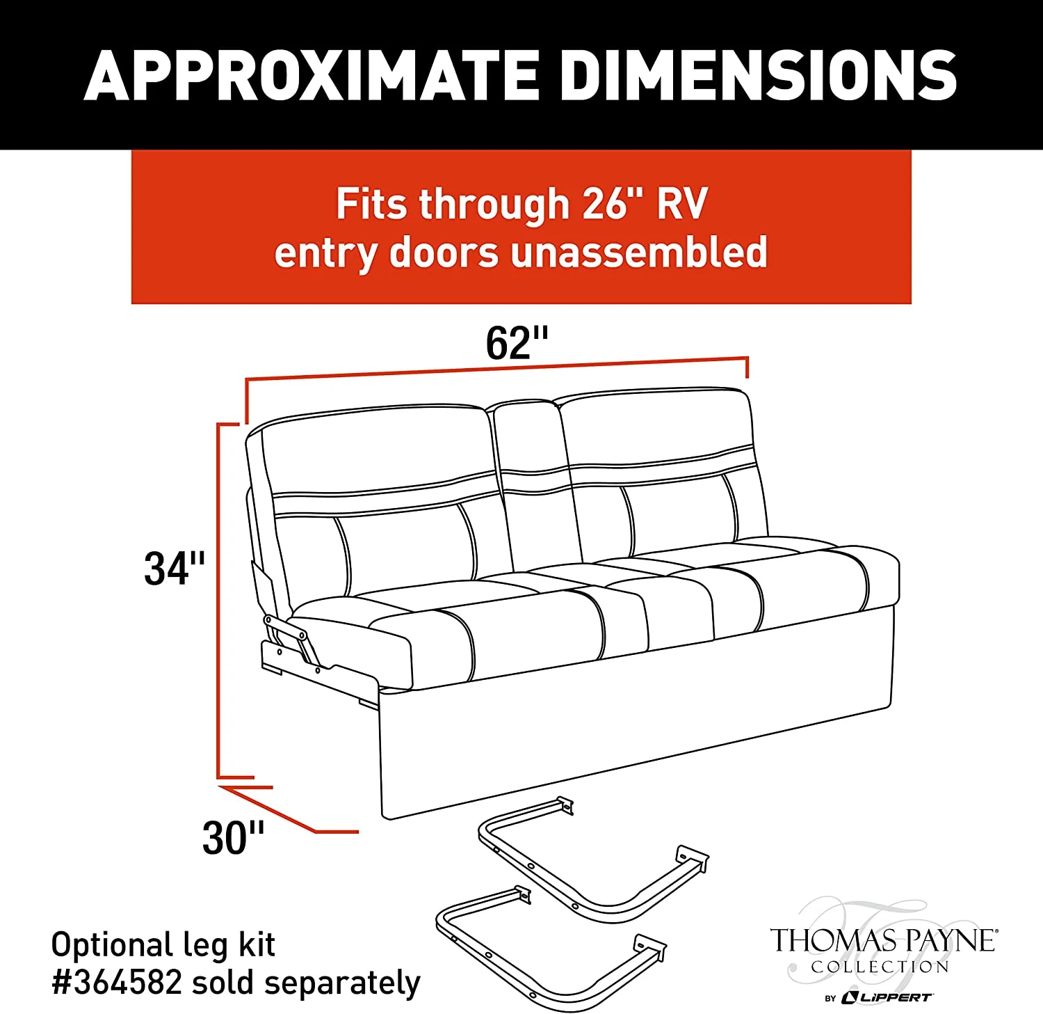 Lippert  62 in. Jacknife Sofa