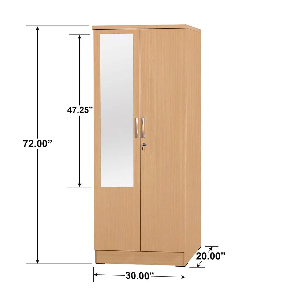 Better Home Products Harmony Two Door Armoire Wardrobe with Mirror Beech (Maple)