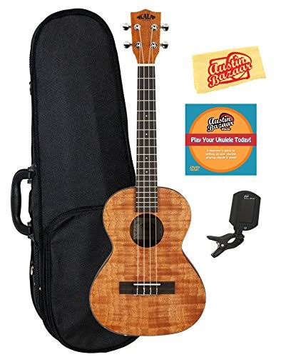 Kala KA-TEM Exotic Mahogany Tenor Ukulele Bundle with Hard Case, Tuner, Austin Bazaar Instructional DVD, and Polishing Cloth