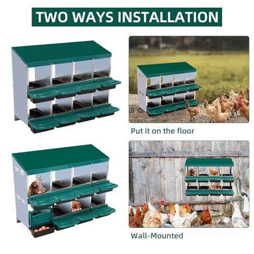 Chicken Nesting Box, 10 Hole 2 Layer Hen Nest Box with Legs, Roll Away Eggs Laying Boxes,Cleanable Pull Out Hen Roosting Boxes