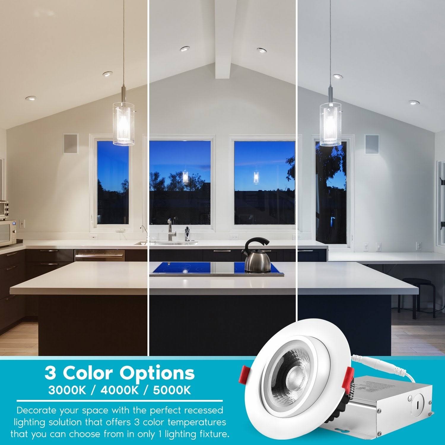 Luxrite 4 in. Adjustable Gimbal Eyeball Integrated LED Canless Recessed Light CCT 11-Watt 1000 Lumens IC and Damp Rated (6-Pack)