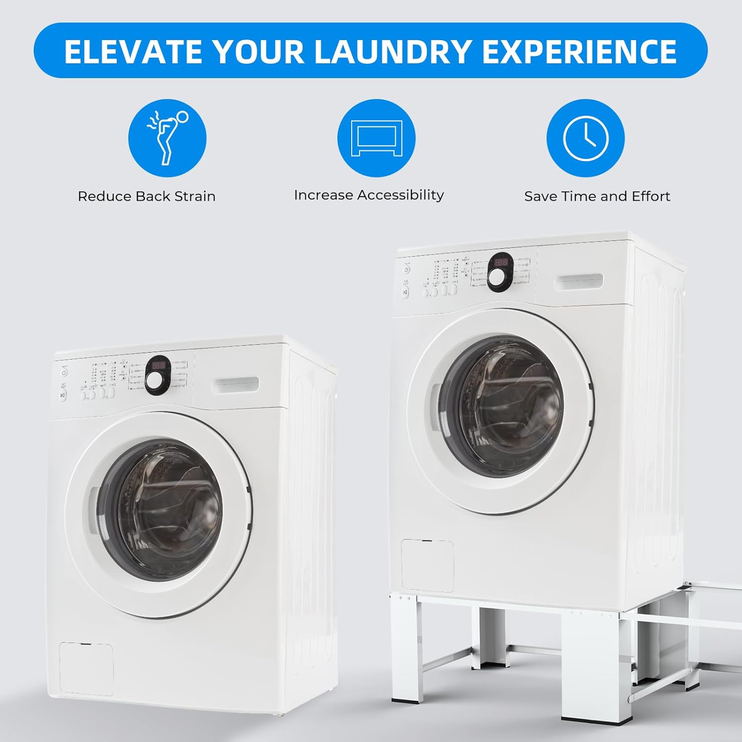 29" Washer Dryer Laundry Pedestals White - Dual-pack Laundry Pedestal for Washer and Dryer Stand, Steel Washing Machine Stand Raiser