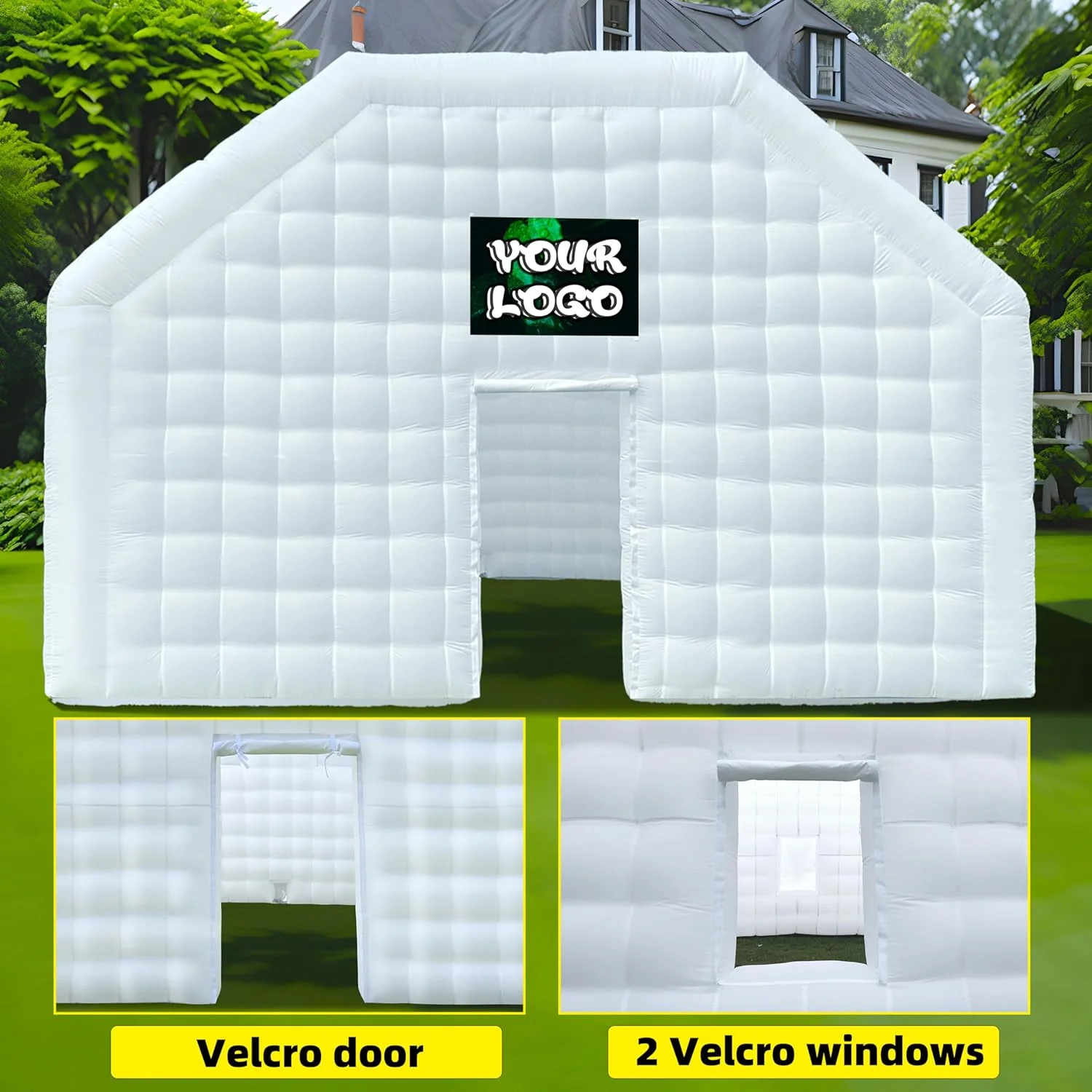 WARSUN Large Black Inflatable Night Club 30x20x13Ft Inflatable Party Tent with Logo Area Disco Cube Gazebo Event House