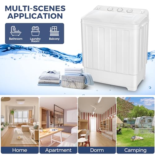 Portable Washing Machine 30Lbs Capacity Twin Tub Compact Laundry Machine, Small Wwashing Machine for Apartments, Dorms, RVs