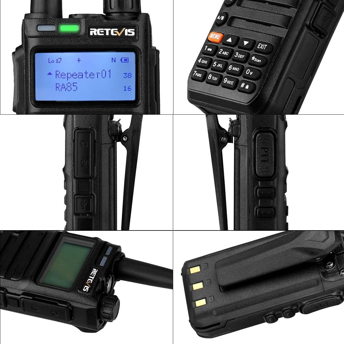 Retevis RA85 GMRS Radio Handheld, 5W Two Way Radio Long Range Rechargeable, Walkie Talkies with Speak Mic, NOAA,USB-C, for Road Trip, Off Road, Survival(2 Pack) Pack of 2