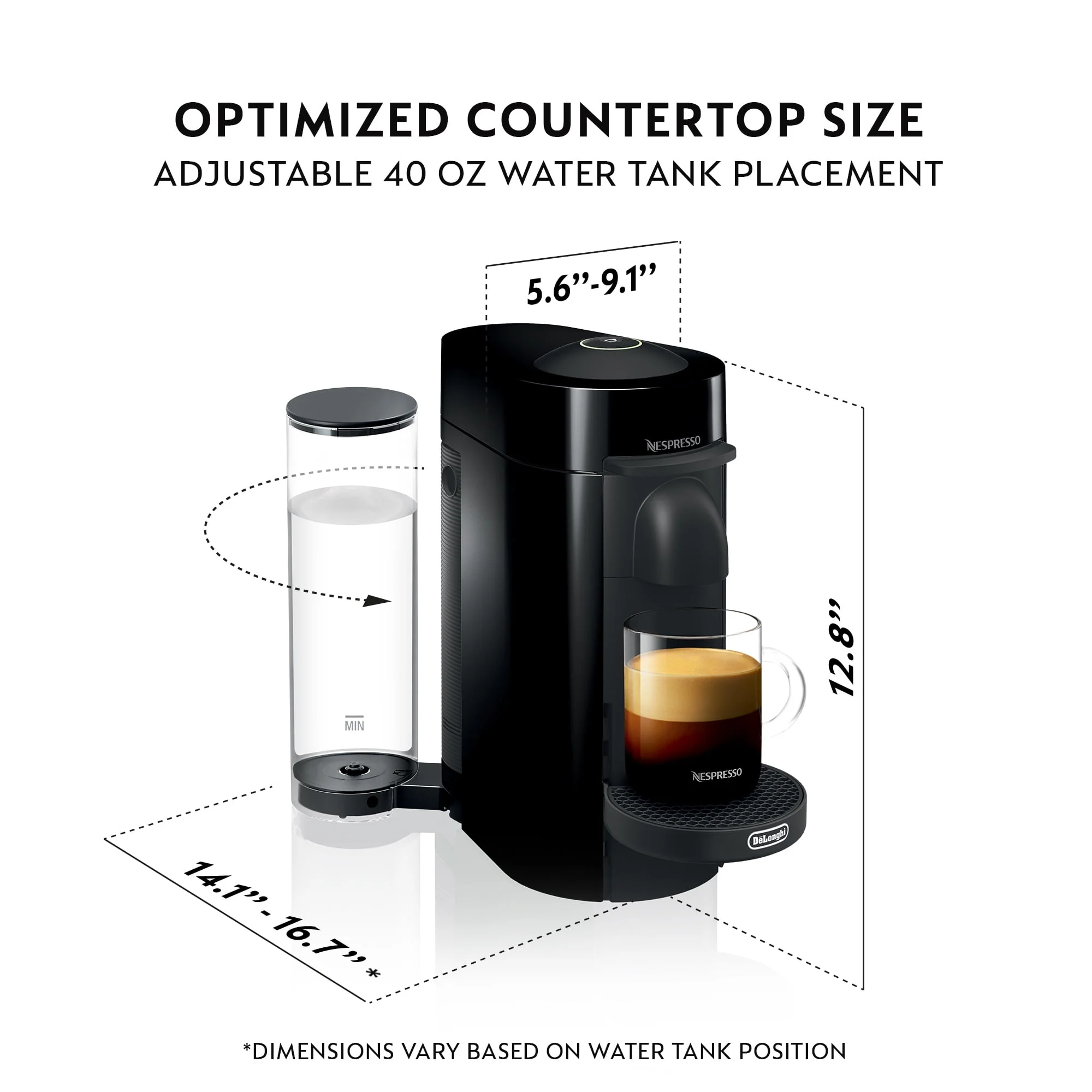 Nespresso Vertuo Plus Coffee and Espresso Maker by De'Longhi, Black