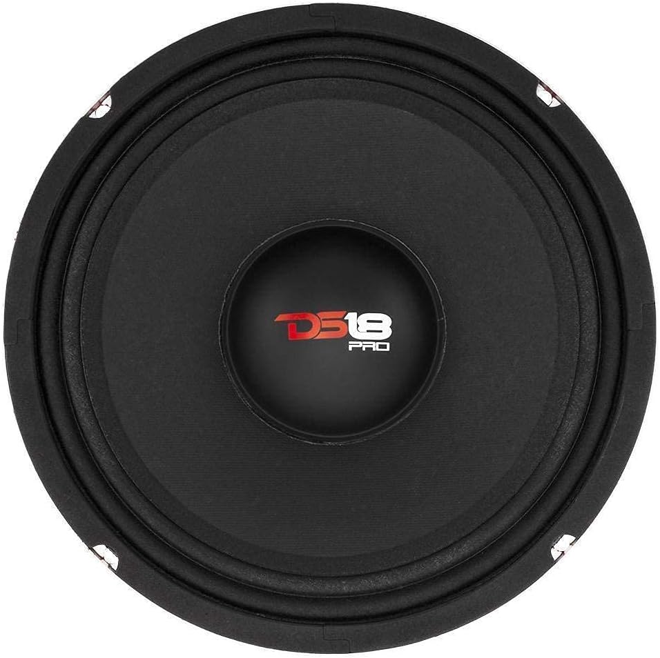 DS18 PRO-X10.4M Loudspeaker - 10, Midrange, Red Steel Basket, 600W Max, 300W RMS, 4 Ohms - Premium Quality Audio Door Speakers for Car or Truck Stereo Sound System (1 Speaker)