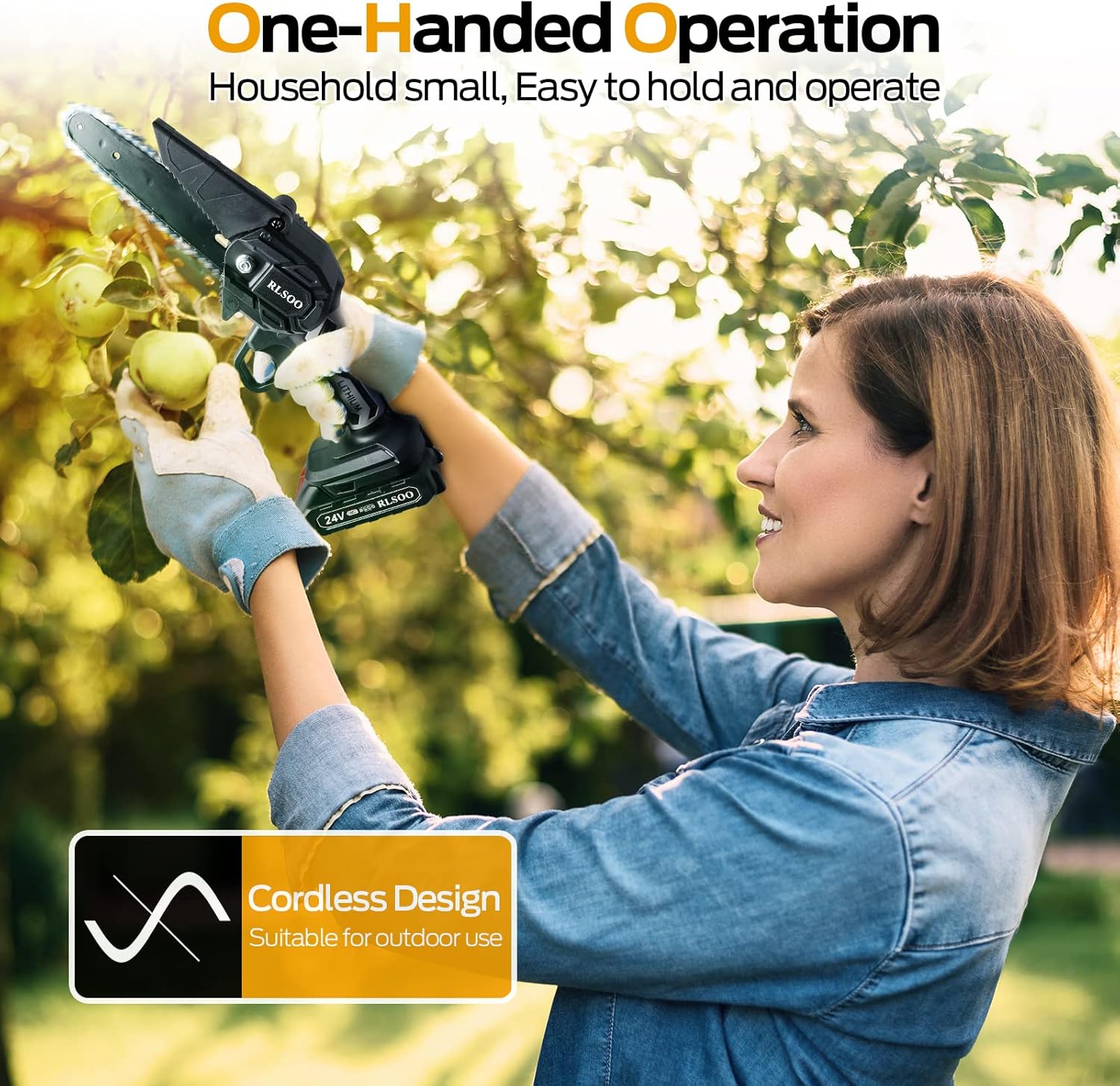 Mini Chainsaw, RLSOO Upgraded 6 Inch 24V Battery Powered Mini Chainsaw Cordless, Portable Electric Chainsaw with 2 Batteries and 2 Chains, Handheld Rechargeable Chainsaw for Wood Cutting Tree Pruning Pack of 2