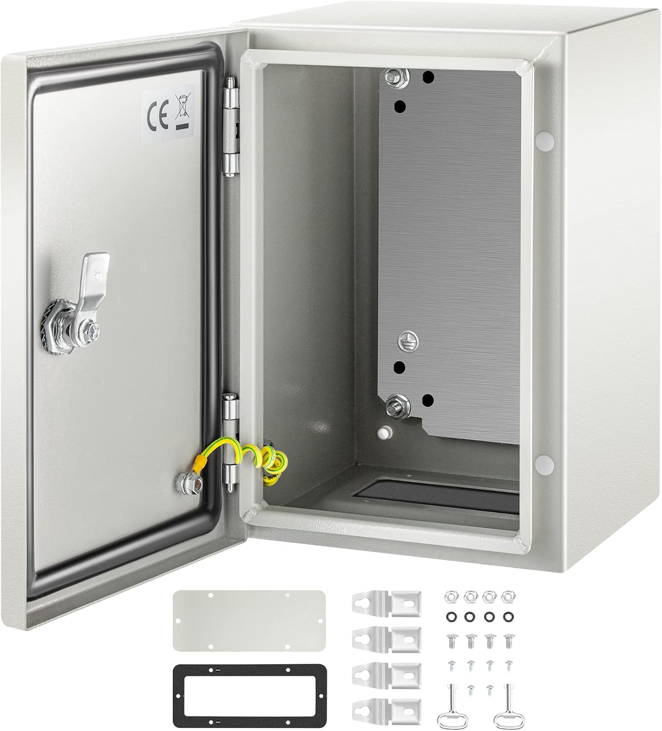 VEVOR NEMA Steel Enclosure, 12 x 10 x 6'' NEMA 4X Steel Electrical Box, IP66 Waterproof & Dustproof, Outdoor/Indoor Electrical Junction Box, with Mounting Plate