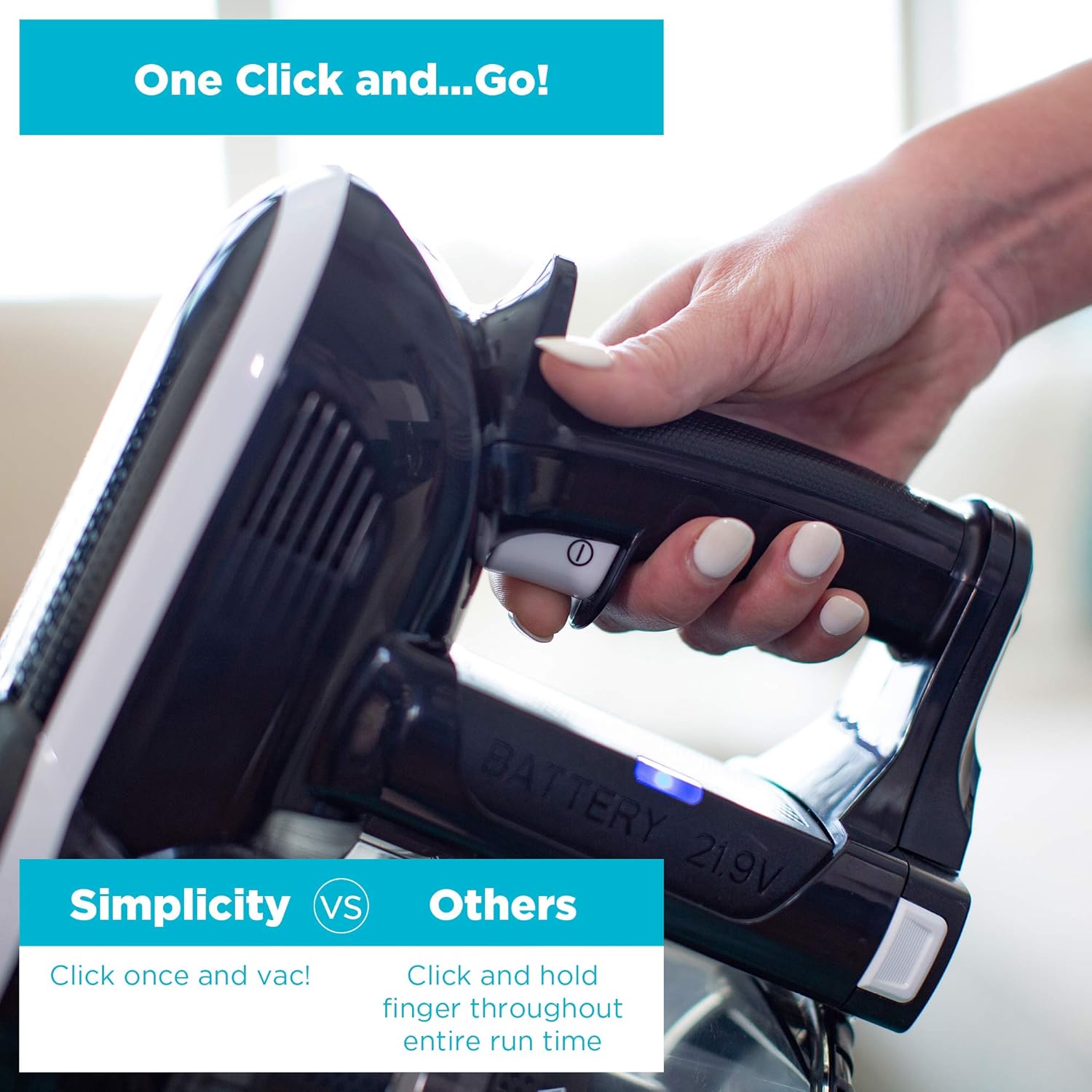 Lightweight Cordless Vacuum Cleaner by Simplicity, One-Click Cordless Stick Vacuum for Carpet and Hardwood Floors, S65S