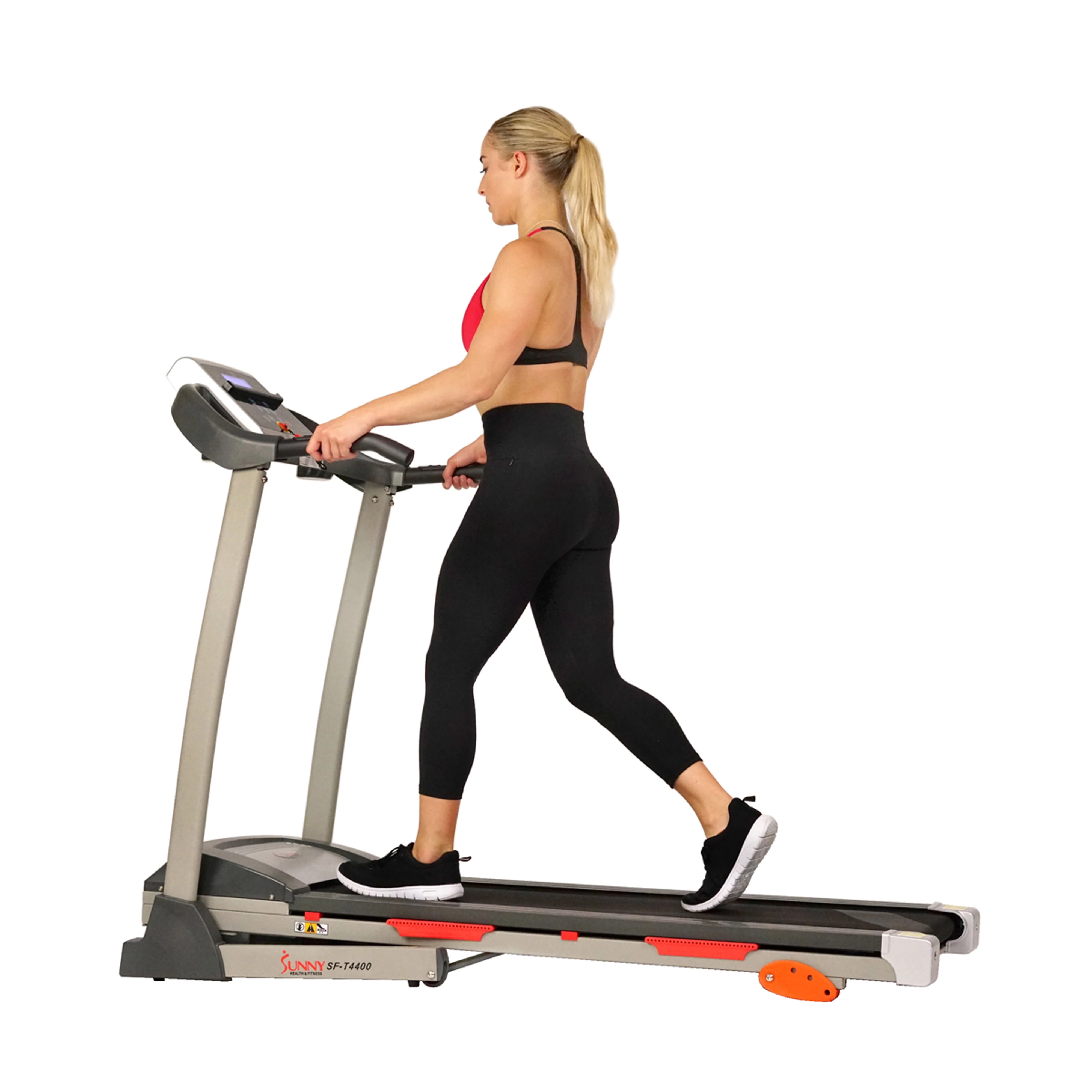Sunny Health & Fitness Treadmill with Manual Incline, Pulse Sensors, Folding, LCD Monitor for Exercise SF-T4400