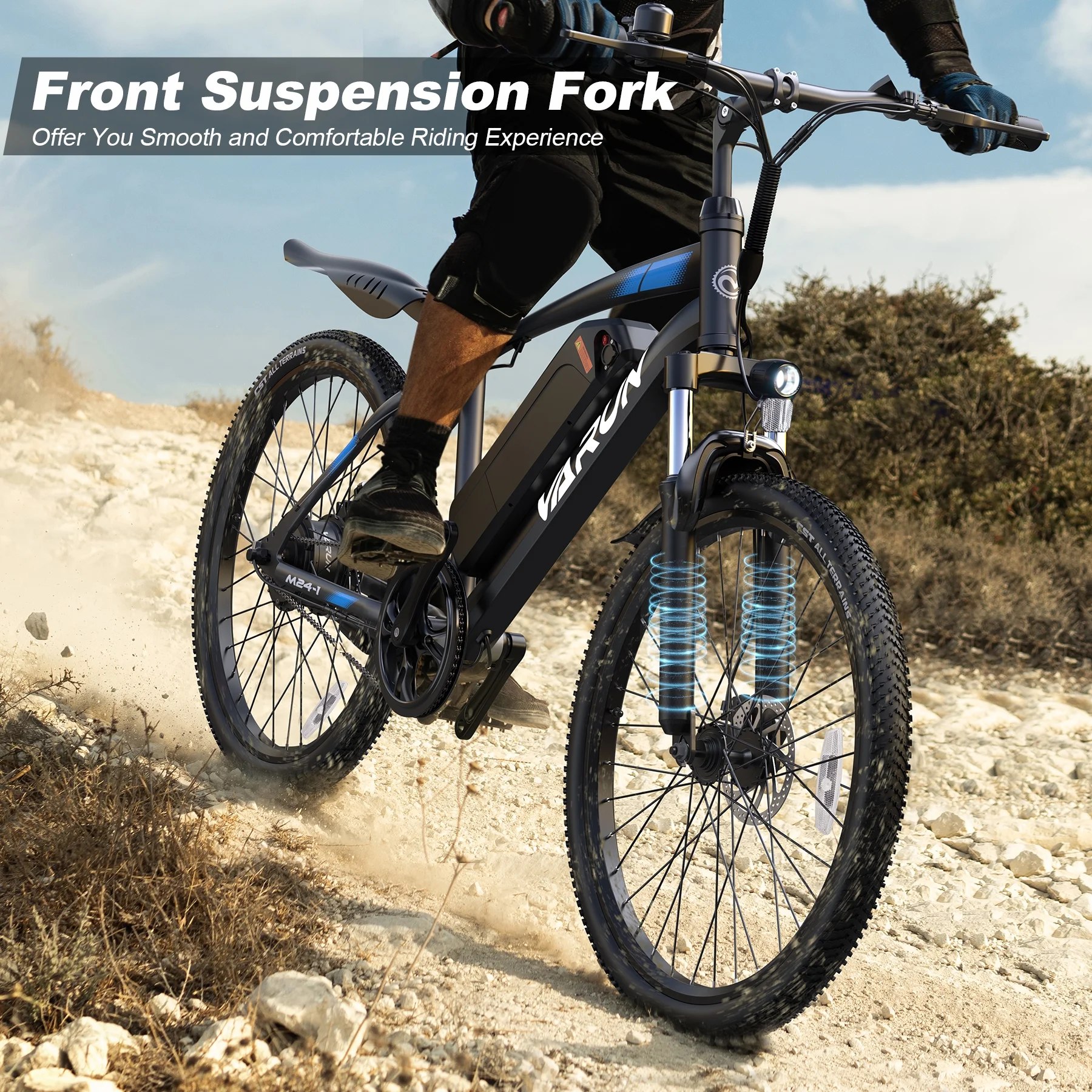 VARUN Electric Bike for Adults, 350W 20MPH Commuter Ebike with 36V Removable Battery, 24'' Electric Mountain Bike with Front Fork Suspension and Dual Disc Brakes - Curated Treasures Market