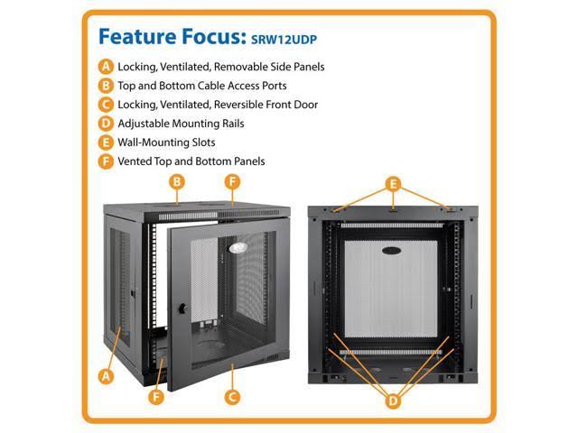 Tripp Lite 12U Wall Mount Rack Enclosure Server Cabinet Low Profile Deep Rack SRW12UDP
