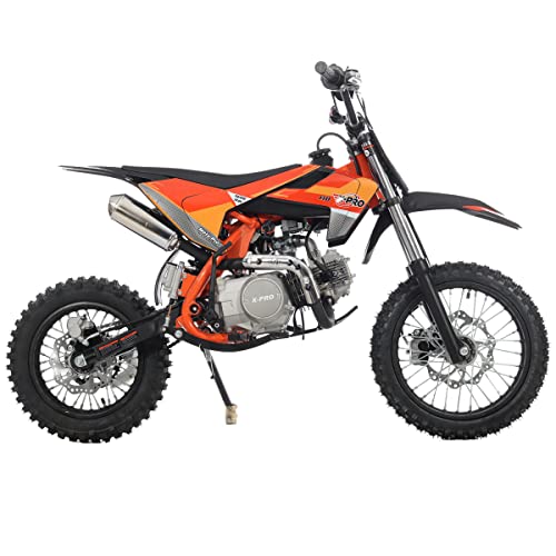 X-PRO 110cc Dirt Bike with Semi-Automatic Transmission, Kick Start, Big 14"/12" Tires! (Orange)