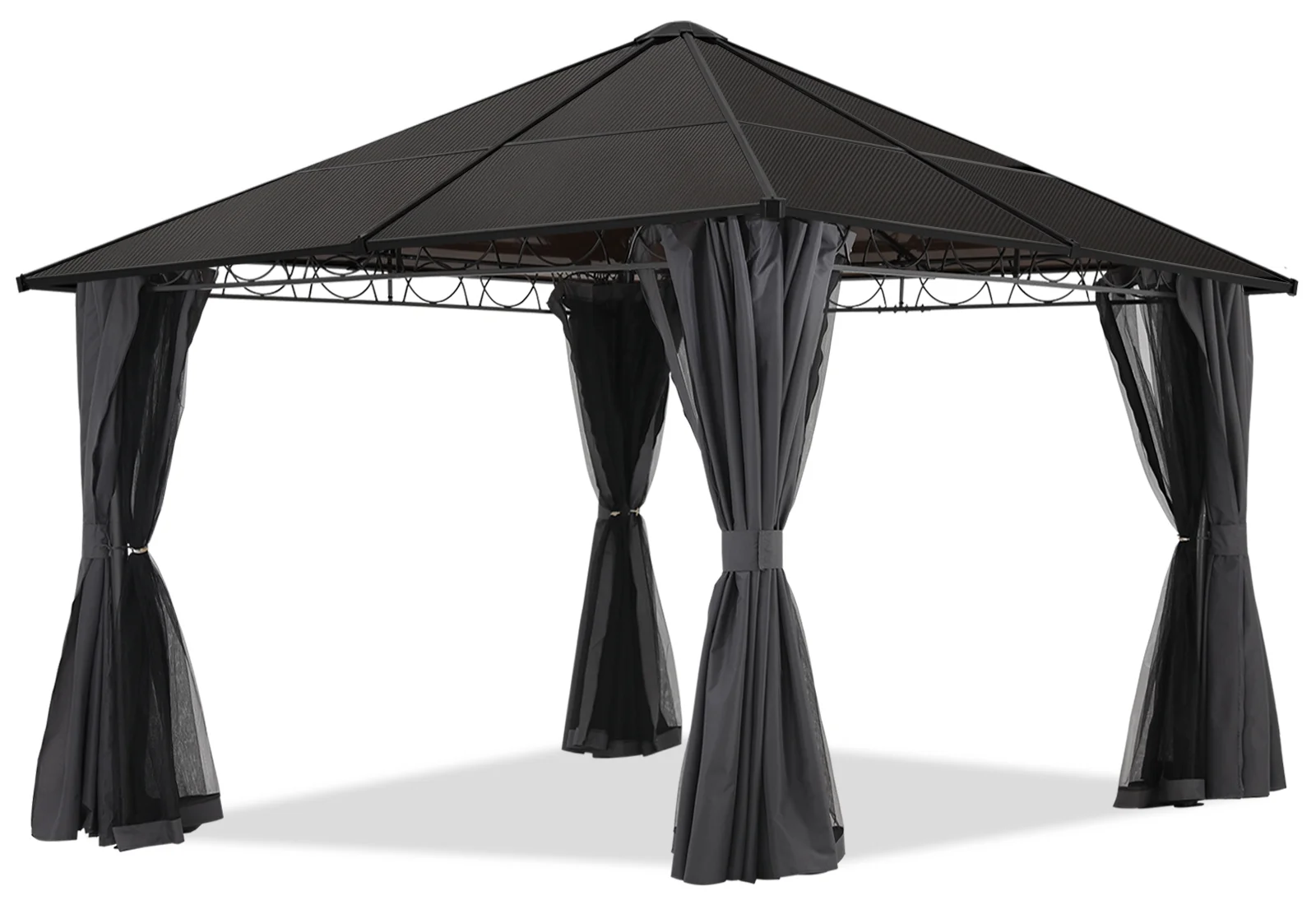 ABCCANOPY 10x10 Hardtop Patio Gazebo with Netting and Screen Walls Curtains,DarkGray