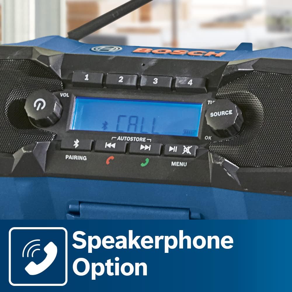 BOSCH GPB18V-2CN 18V Compact Jobsite Radio with Bluetooth® 5.0, Black