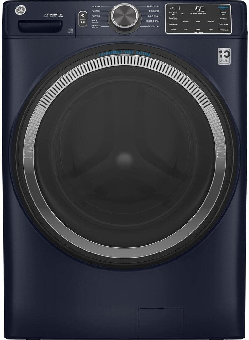GE GFW550SPRRS 28 Inch Smart Front Load Washer with 4.8 cu. ft. Capacity, 1300 RPM, Time Saver Option, Connects with Amazon Alexa, in Saphire