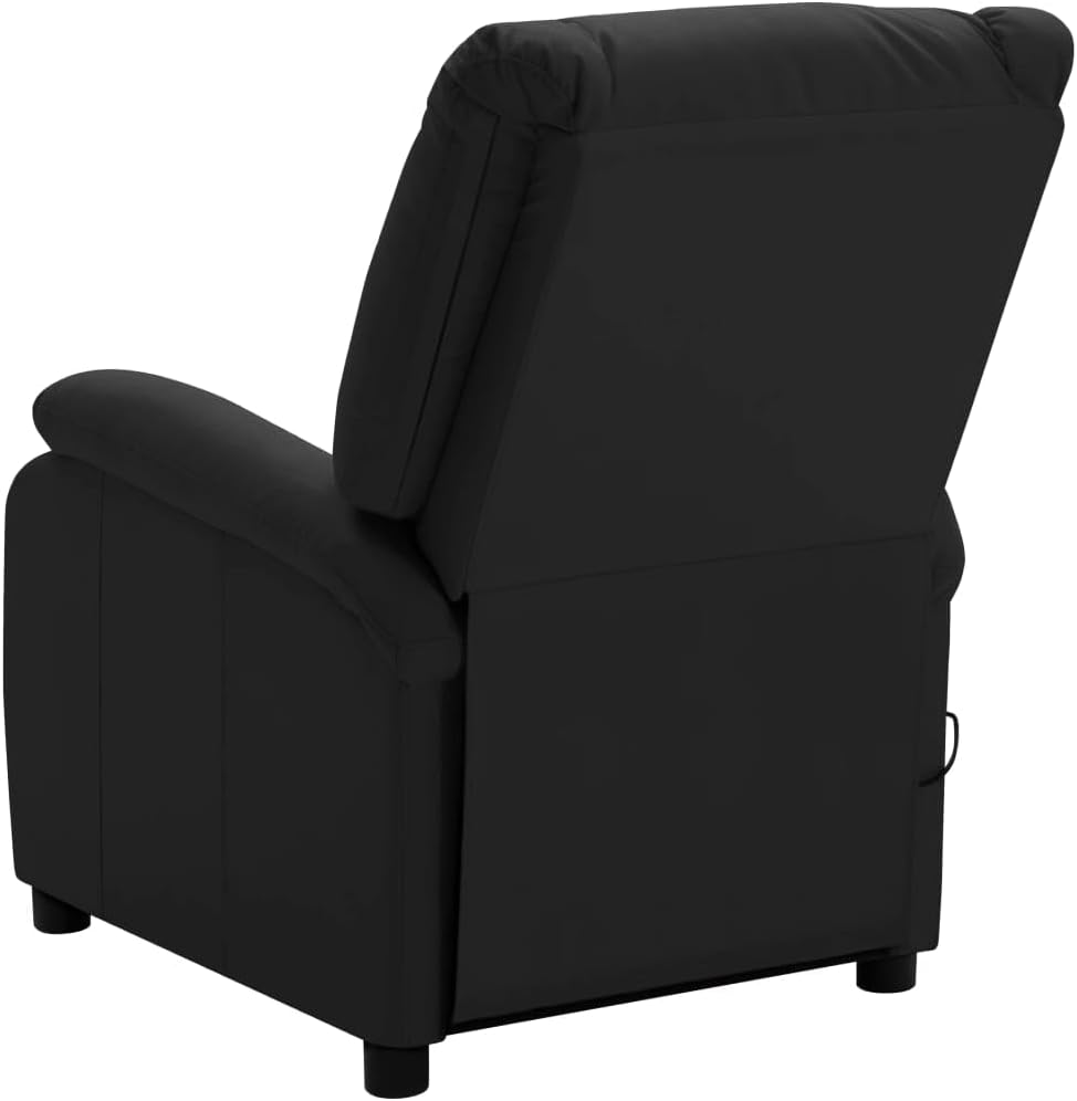 Massage Recliner Chair with Footrest | Adjustable Recliner Sofa for Elderly Adults | Artificial Leather Reclining Sofa Seating with USB Port for Living Room Home Theater | Black Faux Leather